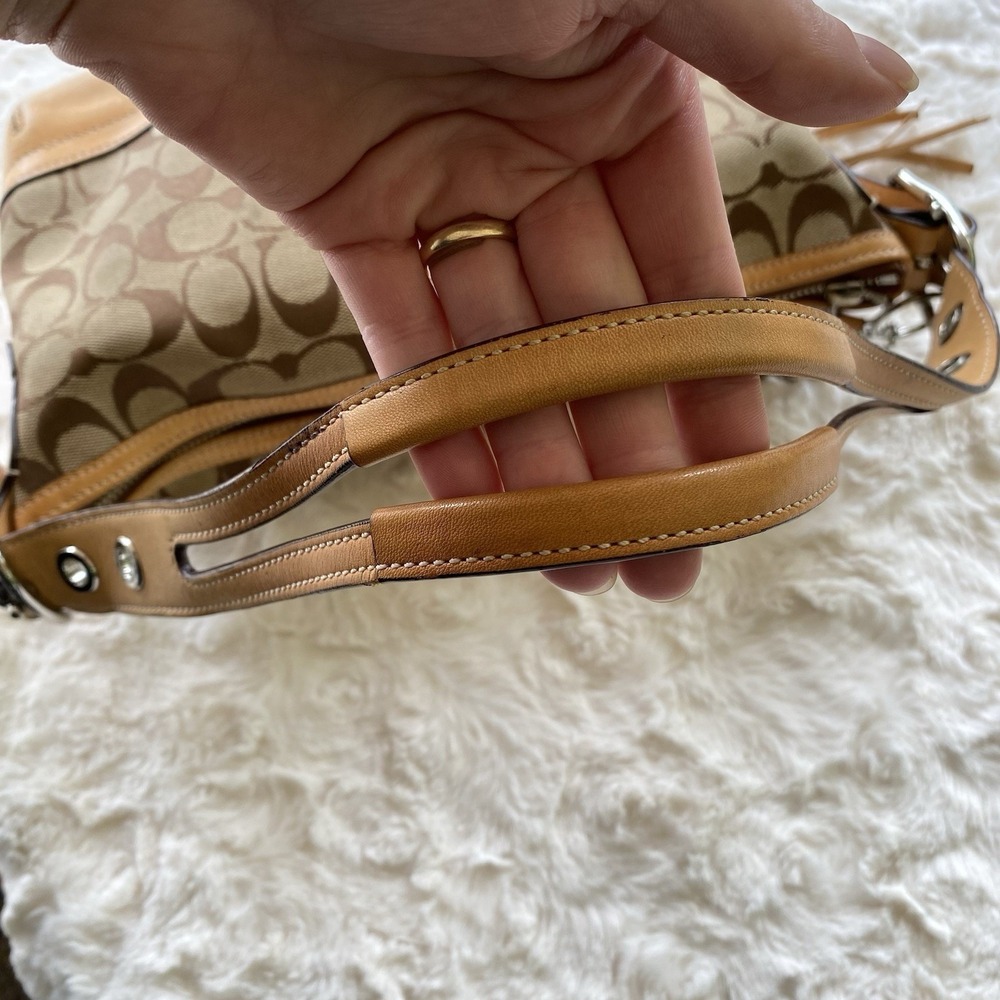 Vintage Coach Signature Logo East West Bag Jacquard C 9363 Y2K Hobo Shoulder Bag - Picture 5 of 16